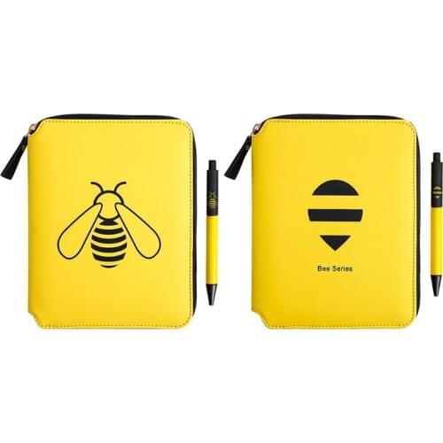 H05B B6 Journal Notebook Cute Bee Agenda Planner Oragnizer Zipper Notepad Traveler Daily Handbook with Pen School Supplies