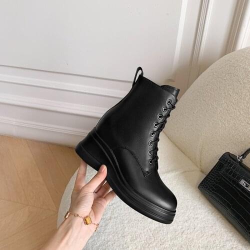 New Winter women shoes natural Genuine leather Chelsea boots ankle bottom of thick Warm fur Female boots 100% cowhide snow boots