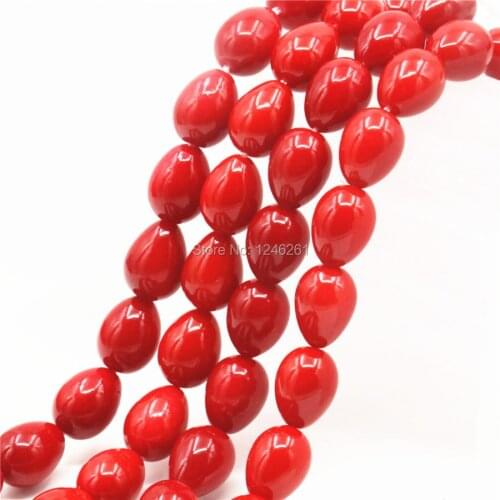 Hot Sale Accessories Red Round Glass Pearl Beads Loose Natural Stones 7x9mm Jewelry Making Design Women Girls Gifts DIY Beads