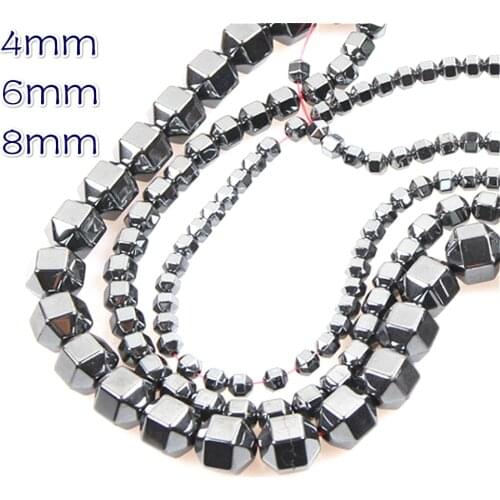 Natural Hematite Hexagonal Loose Beads 4-9mm Magnet Bead Bucket Beads For Jewelry DIY Bracelet Necklace Accessories 16 Inch