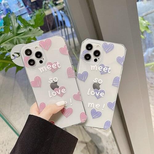 Retro Sweet doodle line kawaii Transparent Japanese Phone Case For iPhone 11 12 Pro Max Xr Xs Max 7 8 Plus 7Plus case Cute Cover