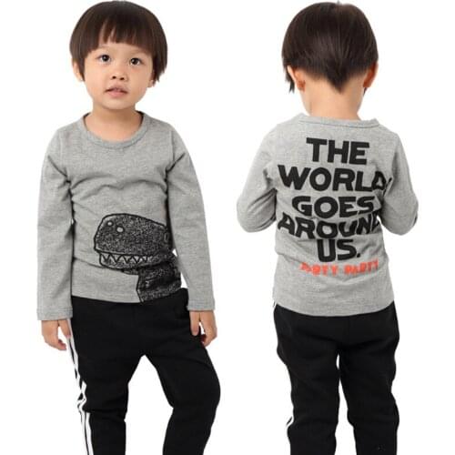 27Kids Autumn Boys T-shrit Girls Full Sleeve Fantastic Top Cotton Fabric Cartoon Patter Spring Sweater Shirt