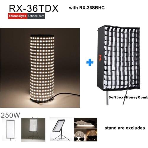 Falcon Eyes RX-36TDX Flexible Rollable Cloth LED Fill-in Light Lamp Studio Video Lighting Panel 250W Bi-Color 3000K-5600K