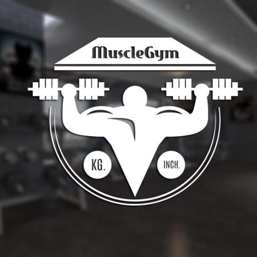 Fitness Club Decal Gym Sticker Body-building Dumbbell Posters Vinyl Wall Decals Pegatina Decor Mural Gym Sticker JXB001