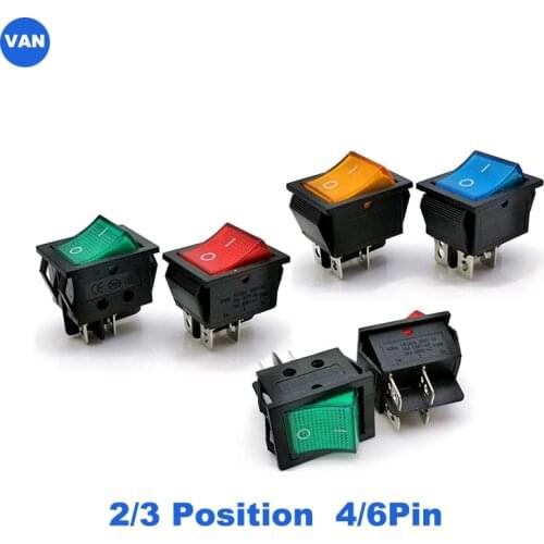 KCD4 Rocker Switch ON-OFF 2/3 Position 4Pins/6Pins Electrical equipment With Light Power Switch Switch cap 16A 250VAC/ 20A 125V