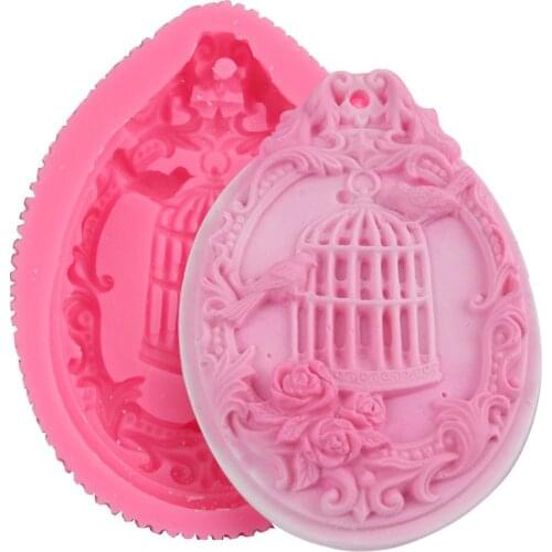 Pretty Birdcage Silicone Mold DIY Aromatherapy Gypsum Plaster Mould Handmade Clay Crafts For Car Pendant Home Wedding Decoration