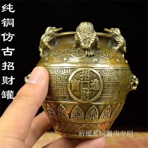 Lucky toad toad tank copper pen pen bronze handicrafts Zhaocai appliances ornaments gift toad accept money