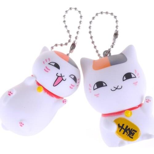 Cute Japanese Anime Natsume Yuujinchou Nyanko Sensei Cat Vinyl Key Rings Action Figure Kids Toys Keychain Women Key Cap