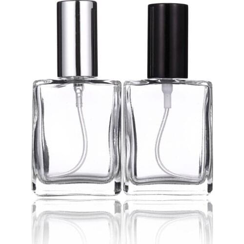 Fashion Spray Bottle Portable Atomizer 15ML Perfume Pump Case Point Bottling For Travel Clear Square Flat Glass Bottle 25pcs/lot