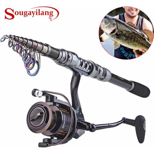Sougayilang Spinning Fishing Rod Combo 1.8-3.6m Telescopic Fishing Rod and 14BB Spinning Fishing Reel Wheel Set Fishing Rod Kit