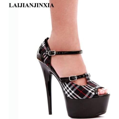 LAIJIANJINXIA New Sandals Women 15cm High-heeled Nightclub Party Dance Shoes Stripper Dance Shoes