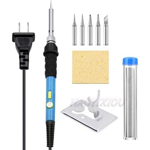 New Adjustable Temperature Electric Soldering Iron 220V 110V 60W Welding Solder Rework Station Heat Pencil Tips Repair Tool