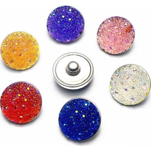 Wholesale 20pcs/lot Multicolour Rose Resin Snap Button Charms Fit 18mm/20mm DIY Snap Bracelet Necklace Jewelry