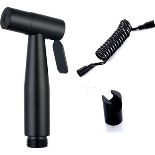 Toilet Sprayer HandHeld Bidet Toliet Sprayer Set Wash Diaper Sprayer Shower Bathroom for wowen Toilet Bathroom 304 Stell black