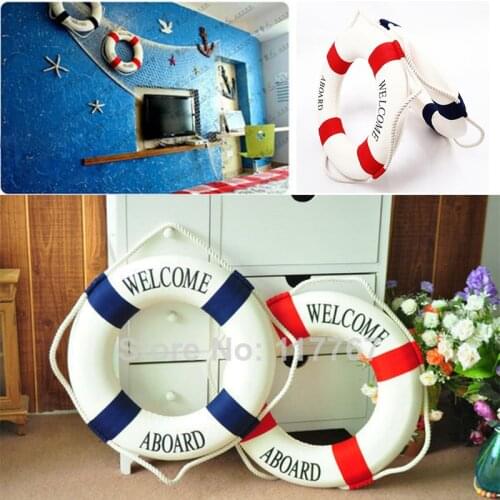 Lifebuoy Ring Boat Sea Life Buoy Hanging On The Ships Mediterraneo Style Home Welcome Aboard Decoration Wall