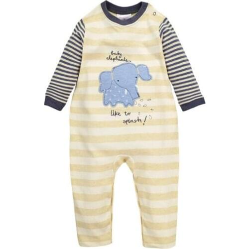 Y379free shipping New Lovely Baby Newborn Girls Boys Children long sleeve cotton Conjoined clothing Happy little elephant jersey