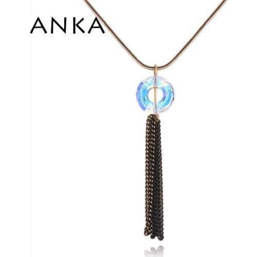 ANKA fashion long tassel crystal necklaces jewelry for women pendant necklaces gift with Crystal from Austria #125131