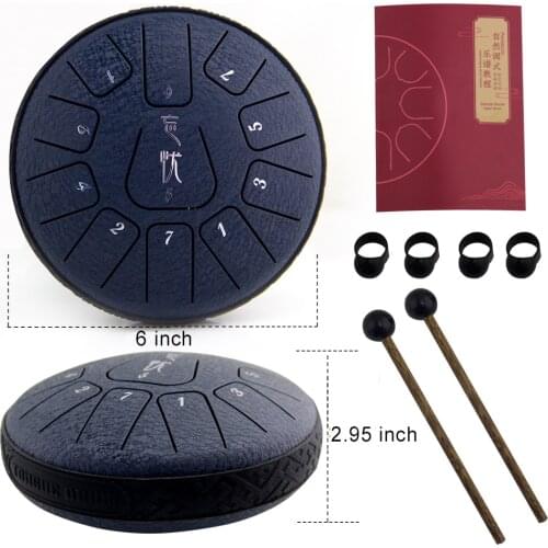 11 tones Tongue Drum 6 Inch Steel Tongue Drum Kits With Drumstick Finger Cots Drum Bag Drumstick Stand Instruments Accessories