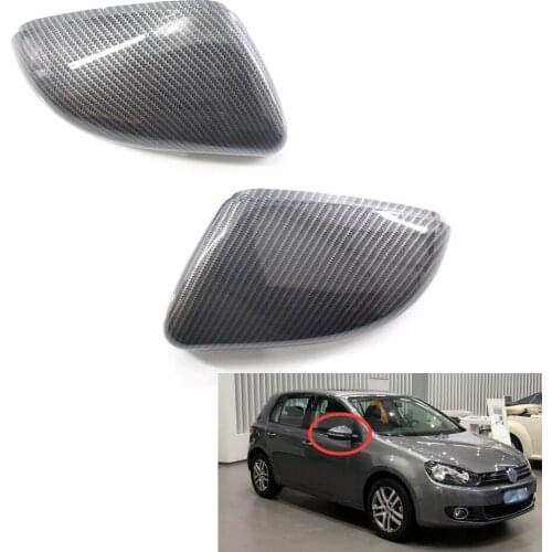2Pcs CARBON FIBER STYLE REAR VIEW DOOR WING MIRROR COVER FOR VW GOLF / GTI 2009-13 MK6