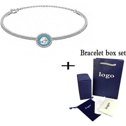 2021 new silver and blue flower delicate bracelet gift for women