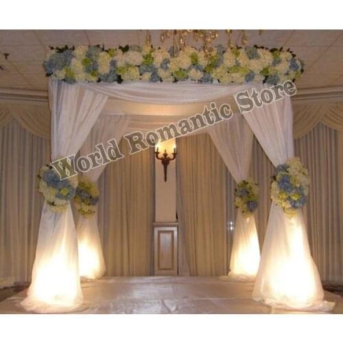 3M x 3M x 3M Pure white wedding pavillion drapes with stainless steel pipe stand,stage decoration church drapery
