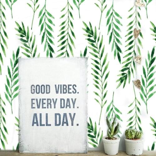 30PCS European Style Leaves Fresh Green Wall Sticker Quote Home Decor Wallpaper Poster Art Background Wall Decals