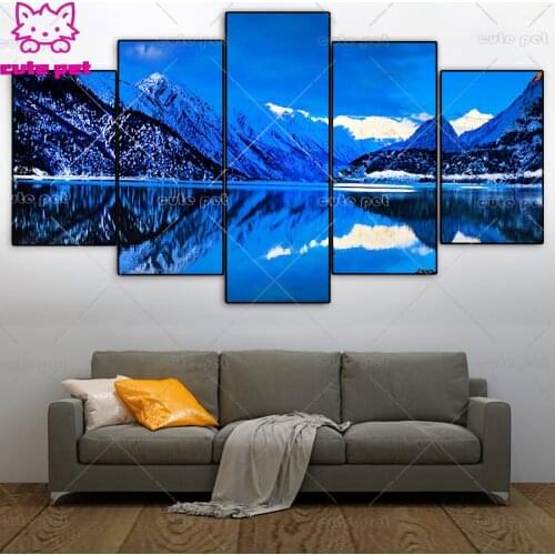 5D Diamond Painting Natural scenery of glacier mountains DIY Mosaic Paintings full Rhinestones CrossStitch Embroidery decor 5PCS