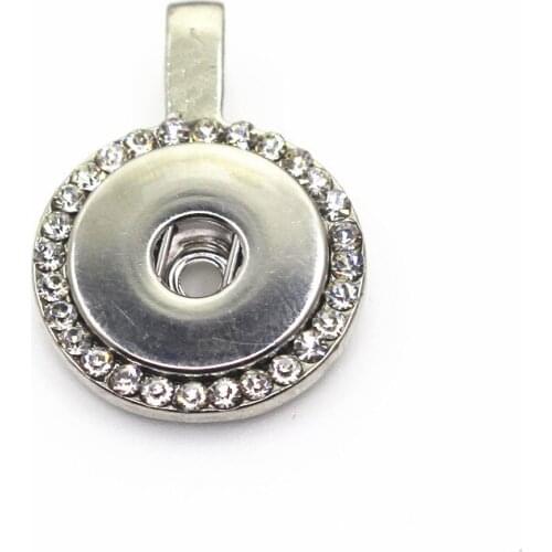 6pcs Rhinestone Snap Necklace pendant Crystal Round Lock snap pendants charms Diy snaps jewelry pendant for 18mm Snap Buttons