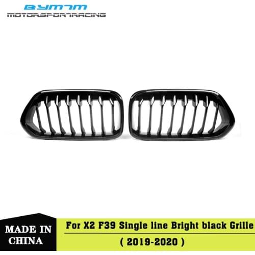 Single line Bright black ABS Car Grille For BMW X2 F39