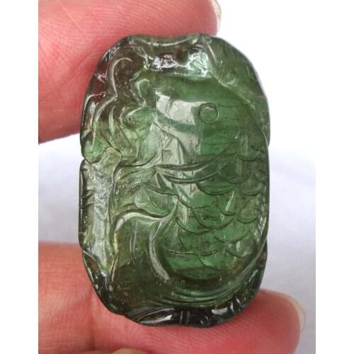 Free Shipping Natural Green Tourmaline Carved Fish Pendants Women Jewelry Accessories Weddings Parties Birthday Gift