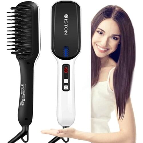 Beard Straightener for Men Ionic Hair straightening Brush Beard/Hair Straightener Comb with Anti-Scald Feature with LED Display