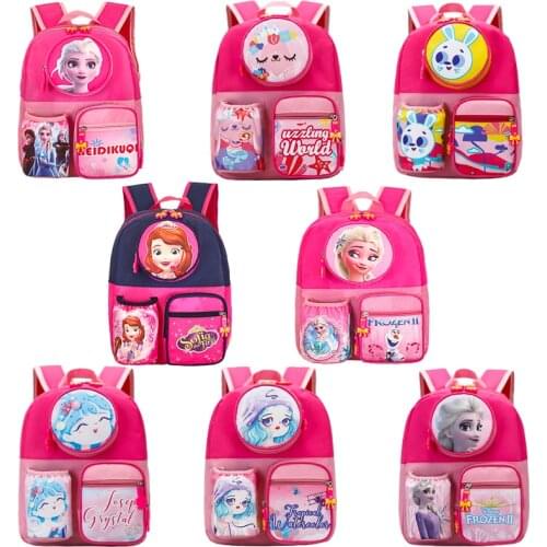 Disney Frozen Anna Elsa Cartoon Bag Childrens Anti-lost Backpack Girls Boys Breathable Kindergarten Bag Birthday Gift