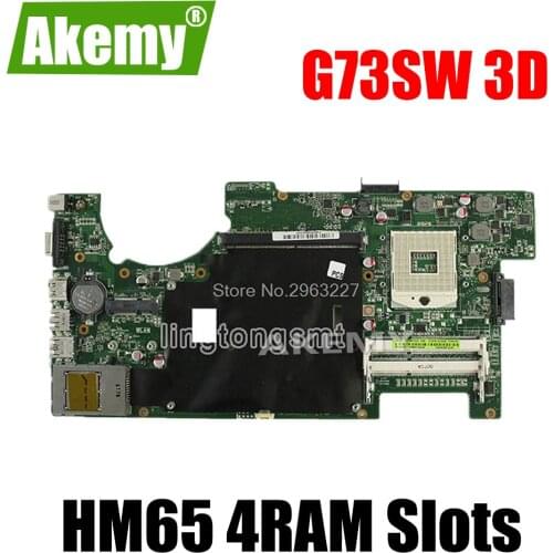 For Asus G73SW Motherboard rev2.0 HM65 4RAM Slots 3D Connector 90R-N3IMB1000Y Mainboard 100% Tested