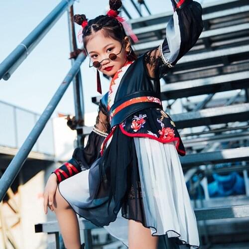 Jazz Dance Wear For Kids Chinese Style Performance Costume Teenage Girls Clothing Designer Clothes Jazz Dancer Outfit DL7194