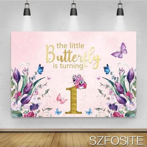Beautiful Flowers Butterfly Background Babys 1st Birthday Party Pink Backdrop Photography Studio Photo Kids Room Decoration