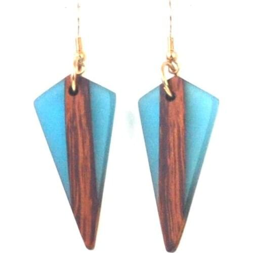 Geometric earrings, antique wood resin, metal needle, womens fashion gift jewelry