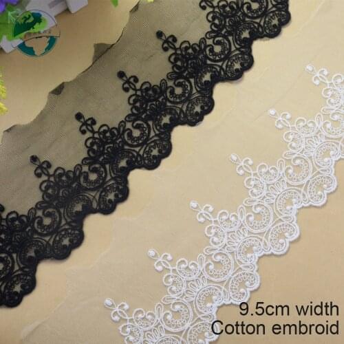 9.5cm width Cotton embroid lace sewing ribbon guipure lace african lace fabric trim warp knitting DIY Garment Accessories #3044