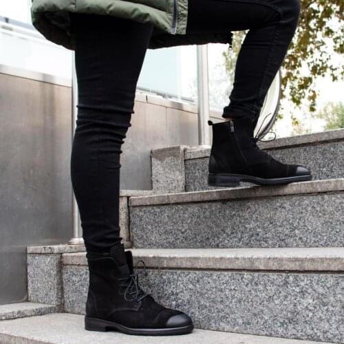 IBAY قناص الرجال الأسود الدانتيل متابعة حقيقية nubuck الأحذية الجلدية