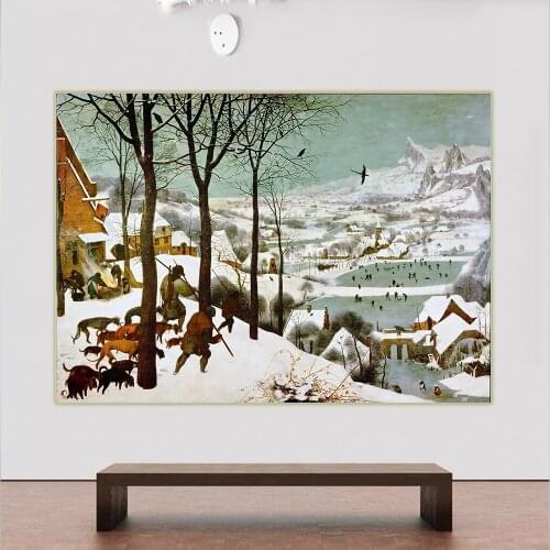 Citon Bruegel Pieter《Hunters in the Snow》Canvas Oil Painting Famous Artwork Poster Picture Wall Decor Home Interior Decoration