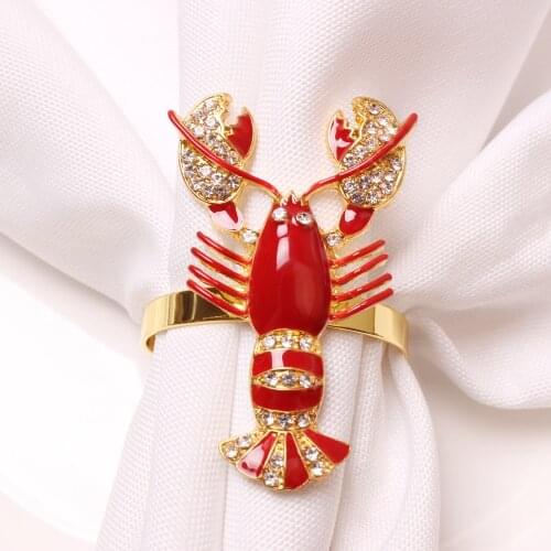 30pcs Diamond-studded red lobster tissue ring tissue ring napkin ring napkin buckle mouth cloth ring