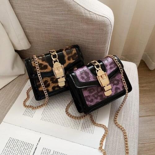 Contrast color Square Crossbody bag 2020 Fashion New Quality PU Leather Womens Designer Handbag Chain Shoulder Messenger Bag