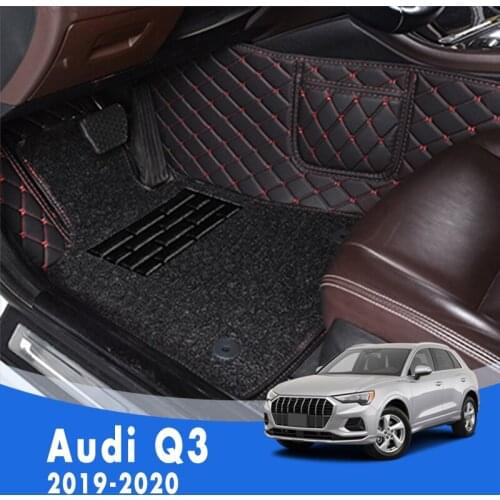 LHD Luxury Double layer Wire loop Carpets Car Floor Mats For Audi Q3 2020 2019 Artificial Leather Styling Custom Accessories