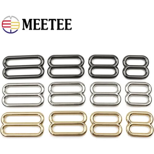 Meetee 10pcs 19/24/32/37mm Metal Belt Buckles O D 8 Ring Tri-Glide Bra Webbing Adjust Buckle Bag Strap Clasp Garment Accessories
