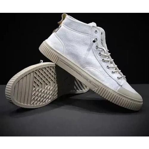 2021 New High-Top Men Vulcanize Boots Breathable Comfortable Anti-slip Soft-Sole Shoes Spring/Autumn Lace-Up Men Sneaker Flats
