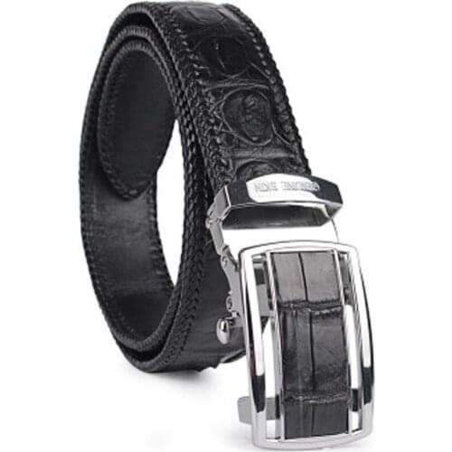 Yuanhui Thailand crocodile men belt Automatic buckle weaving crocodile men Belt male Business belt crocodile leather male