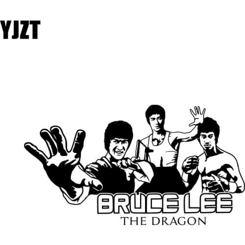 YJZT 20CM*11CM BRUCE LEE THE DRAGON Fight Karate Vinyl Decal Car Sticker Black/Silver C3-0064