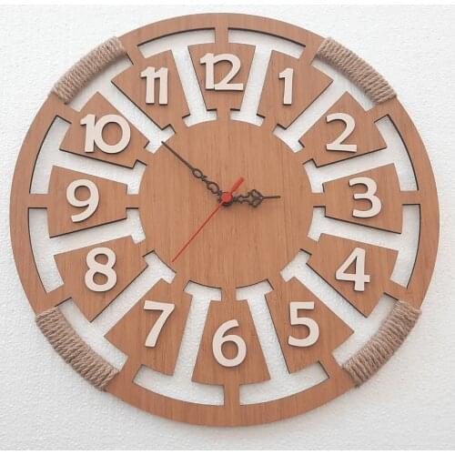 HLO 2021 Home Decoration Rope-Wound Wooden Wall Clock Quality Material Stylish Living Room Horloge Murale Fair Price