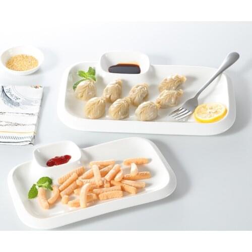 New Tableware Pure White Creative Ceramic Plate Snack Dish Fish Dinner Plate Sauce Dish Western Plate Steak Household Dumplings