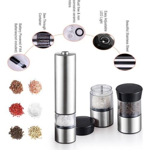 Newest Electric salt and pepper grinding unit (2 packs) -Electronically adjustable vibrator - Ceramic grinder мельница для перца