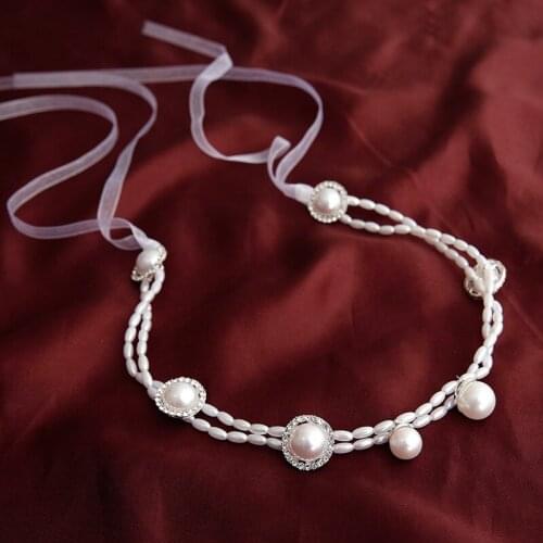 New Pearl Headband Bridal Headdress Small Fresh and Simple Headband Hair Band Knot Wedding Dress Handmade Hair Accessories